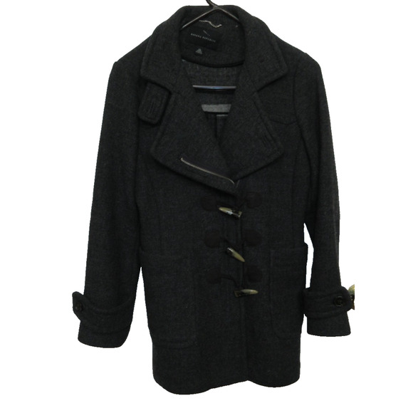 Banana Republic Women's Gray Pea Coat Wool Blend Toggle Button XS Pockets - Picture 1 of 12